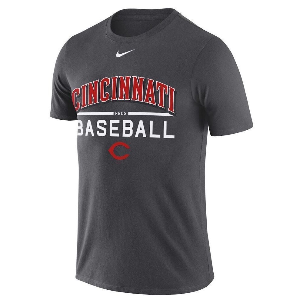 Cincinnati Reds Nike MLB Dri-FIT Practice Performance Tee Gray MED Anthracite